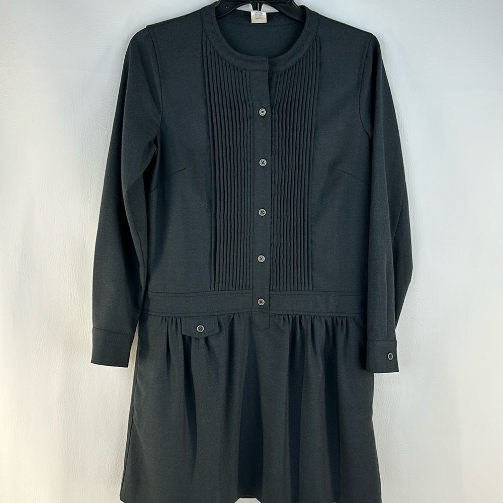 J. Crew Drop Waist Pleated Front Long Sleeve Dress, 2